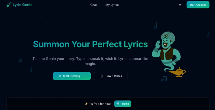 Screenshot of Lyric Genie project